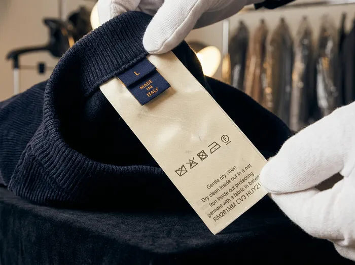 F-label garment ready for specialist treatment